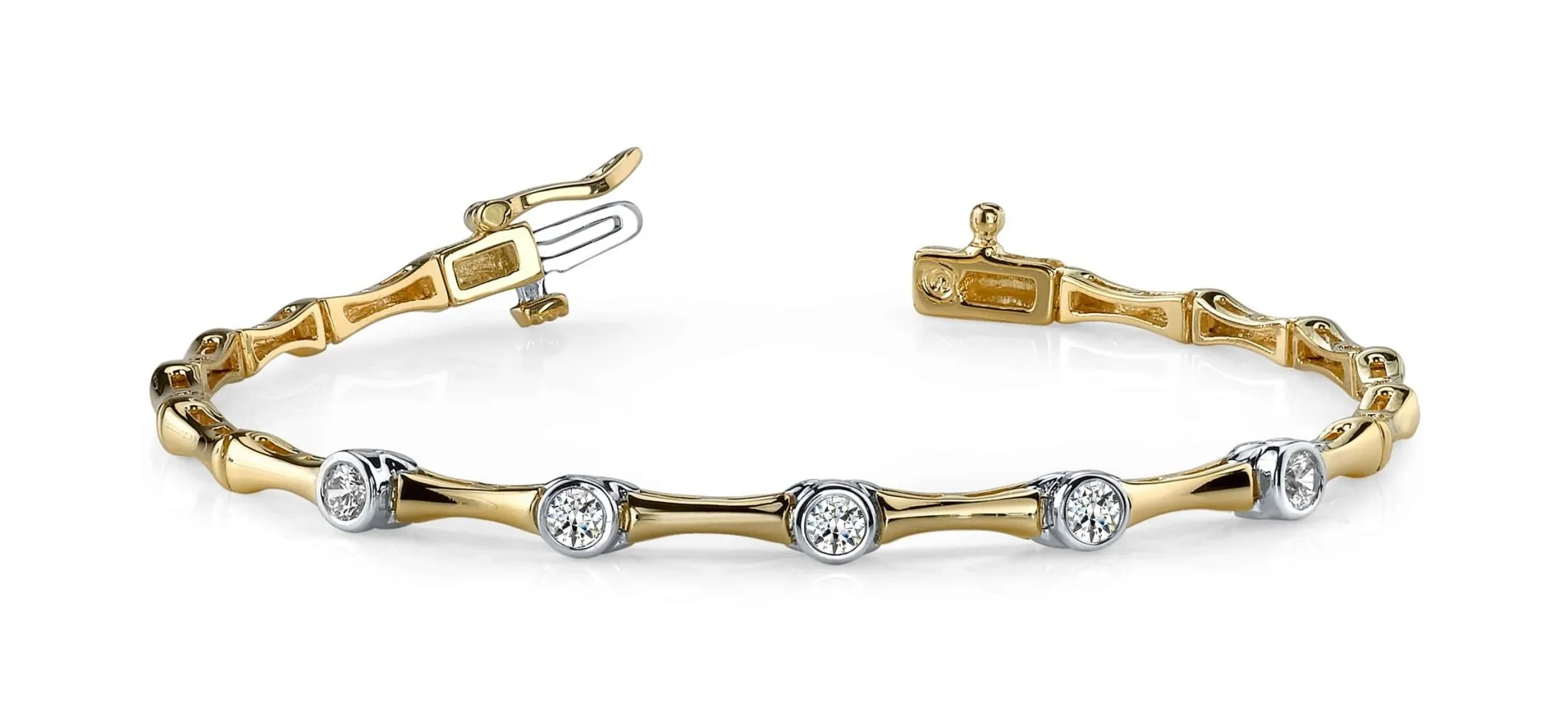Classic Column Link Five Diamond Bracelet with 0.75 ct.(finished) 3.5mm