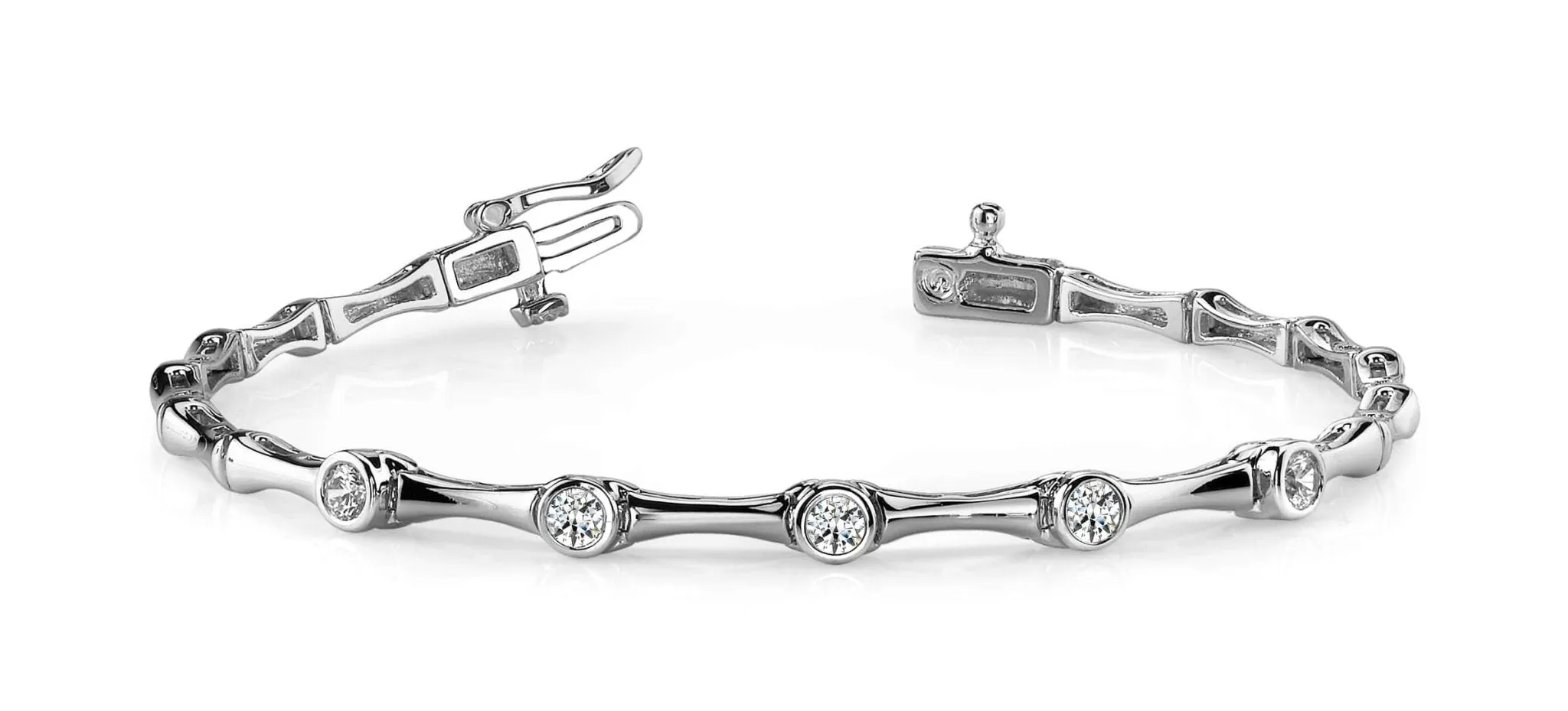 Classic Column Link Five Diamond Bracelet with 0.75 ct.(finished) 3.5mm