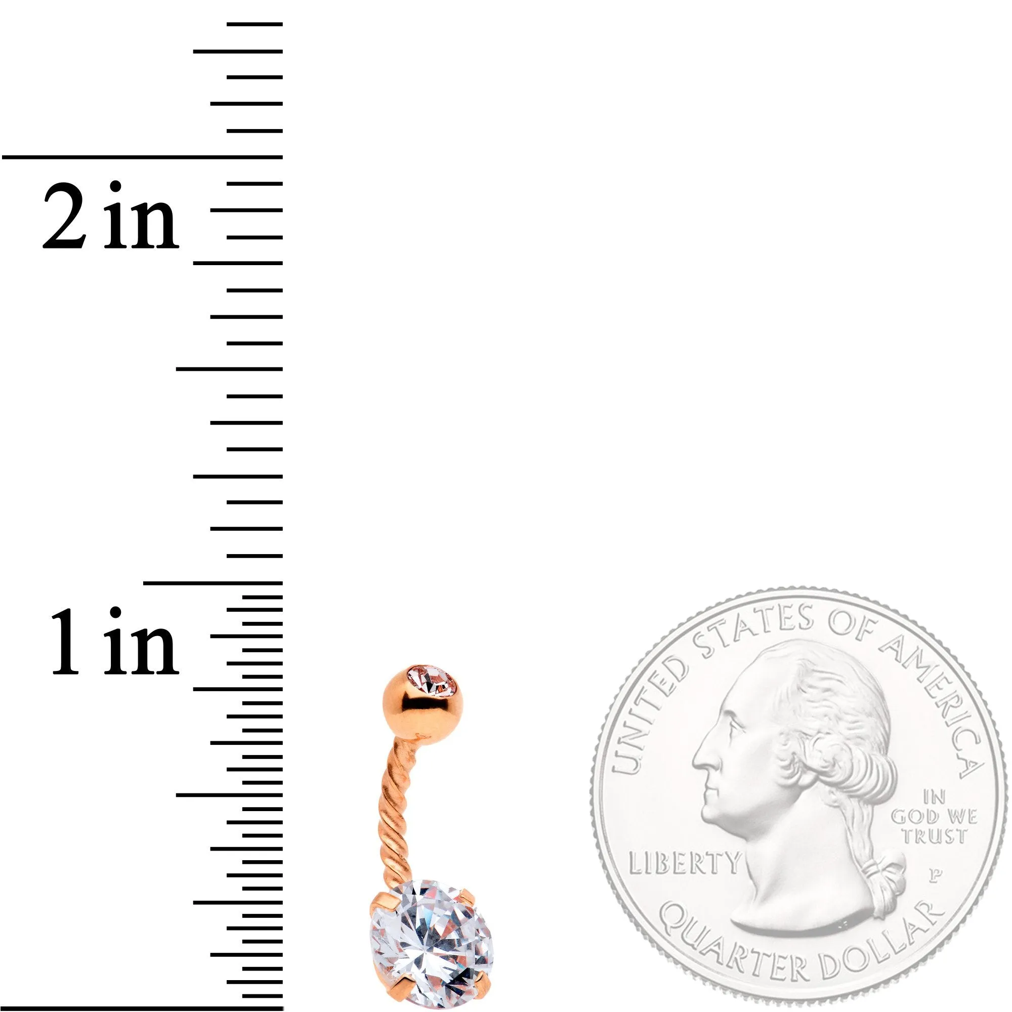 Clear Gem Rose Gold Tone Totally Twisted Belly Ring Set of 2