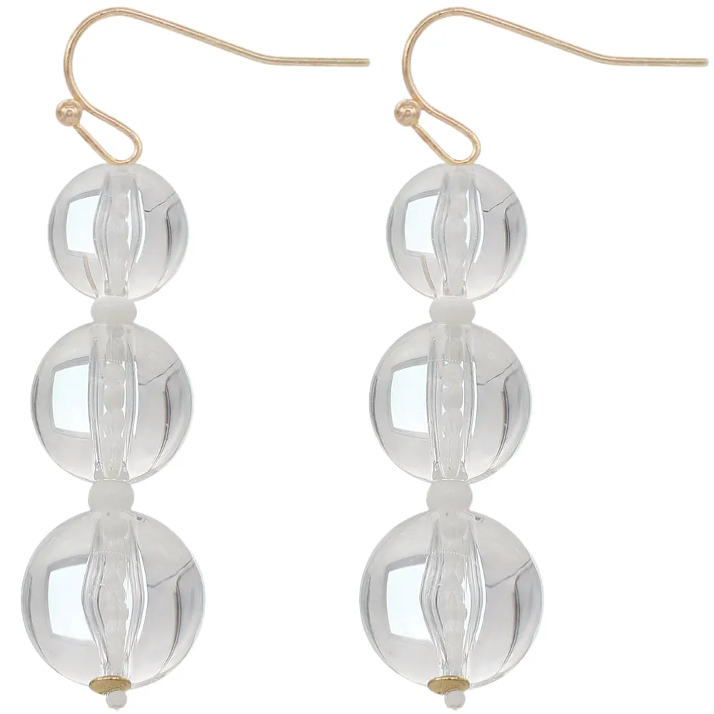 Clear Transparent Triple Ball Drop Earrings