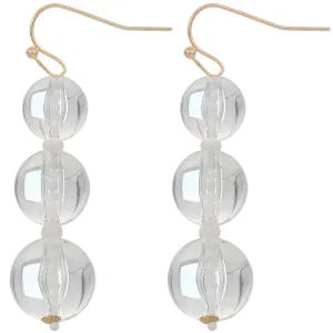 Clear Transparent Triple Ball Drop Earrings