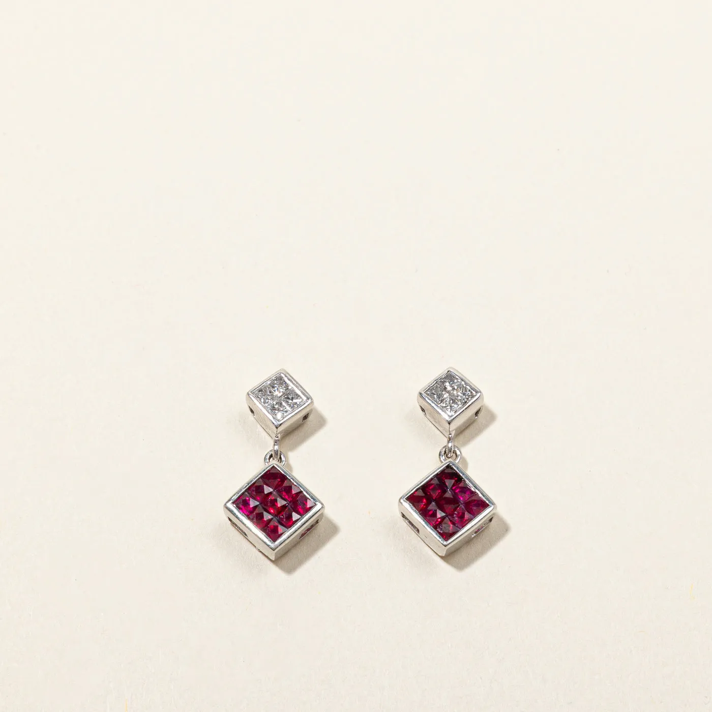 Cluster Ruby & Diamond Earrings | 1.00ctw | 0.40ctw |