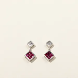 Cluster Ruby & Diamond Earrings | 1.00ctw | 0.40ctw |