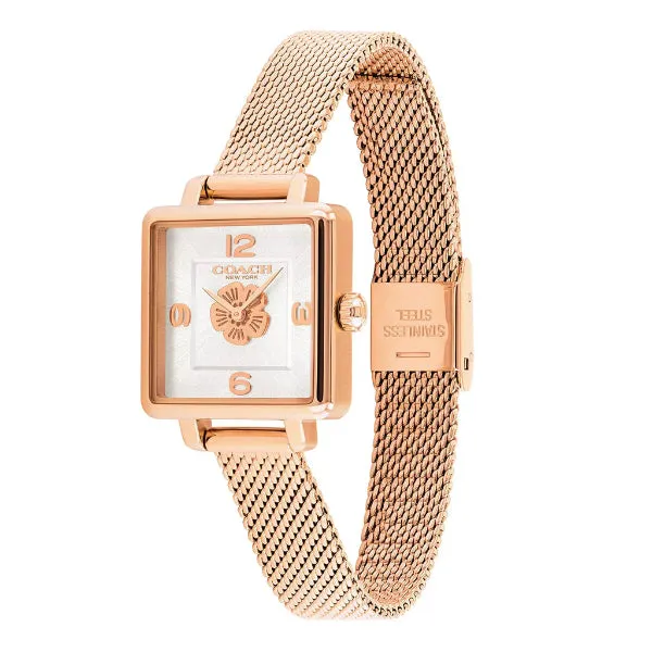 Coach Cass Rose Gold Mesh Bracelet White Dial Quartz Watch for Ladies - 14503698