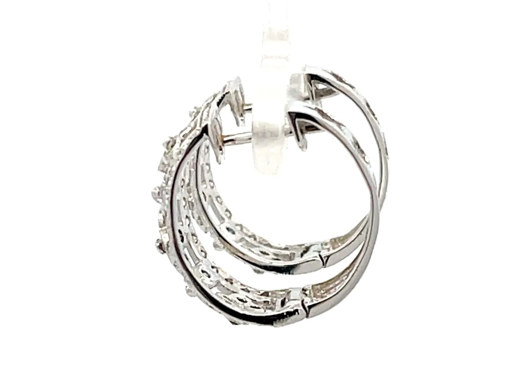 Colored Diamond Hoop Earrings in 14K White Gold