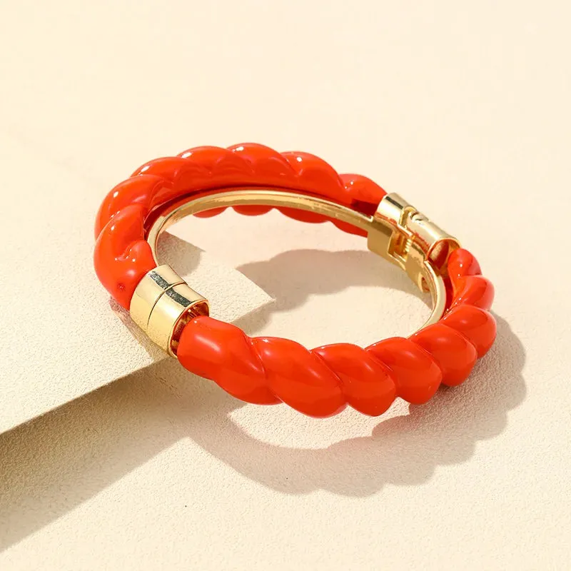 Colorful Open Bracelet Adjustable Women Retro Charm Resin Bangle Bracelet Banquet Jewelry Hand Banquet Accessories