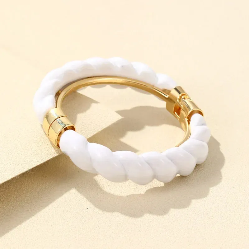 Colorful Open Bracelet Adjustable Women Retro Charm Resin Bangle Bracelet Banquet Jewelry Hand Banquet Accessories