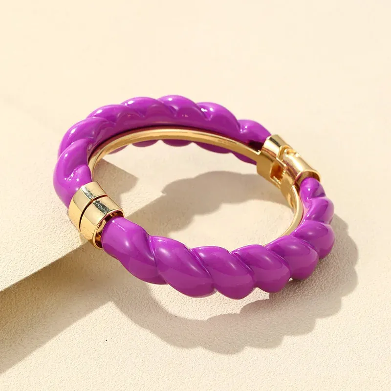 Colorful Open Bracelet Adjustable Women Retro Charm Resin Bangle Bracelet Banquet Jewelry Hand Banquet Accessories