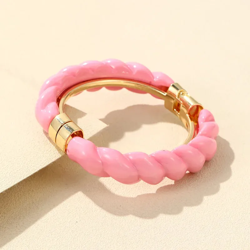 Colorful Open Bracelet Adjustable Women Retro Charm Resin Bangle Bracelet Banquet Jewelry Hand Banquet Accessories