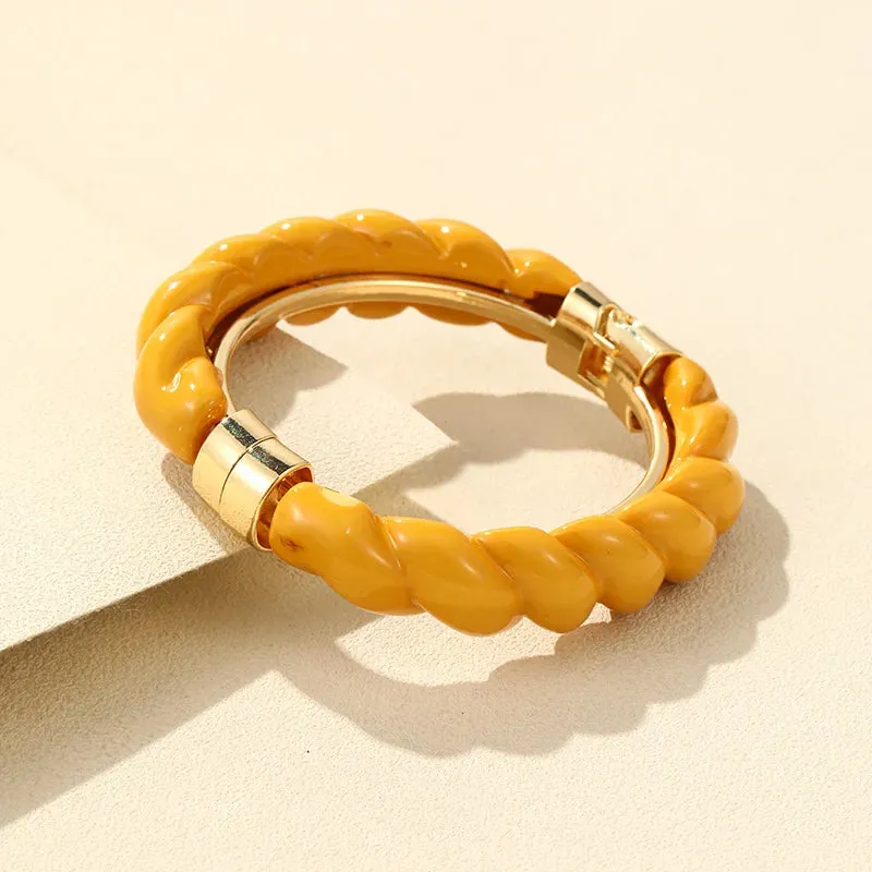 Colorful Open Bracelet Adjustable Women Retro Charm Resin Bangle Bracelet Banquet Jewelry Hand Banquet Accessories