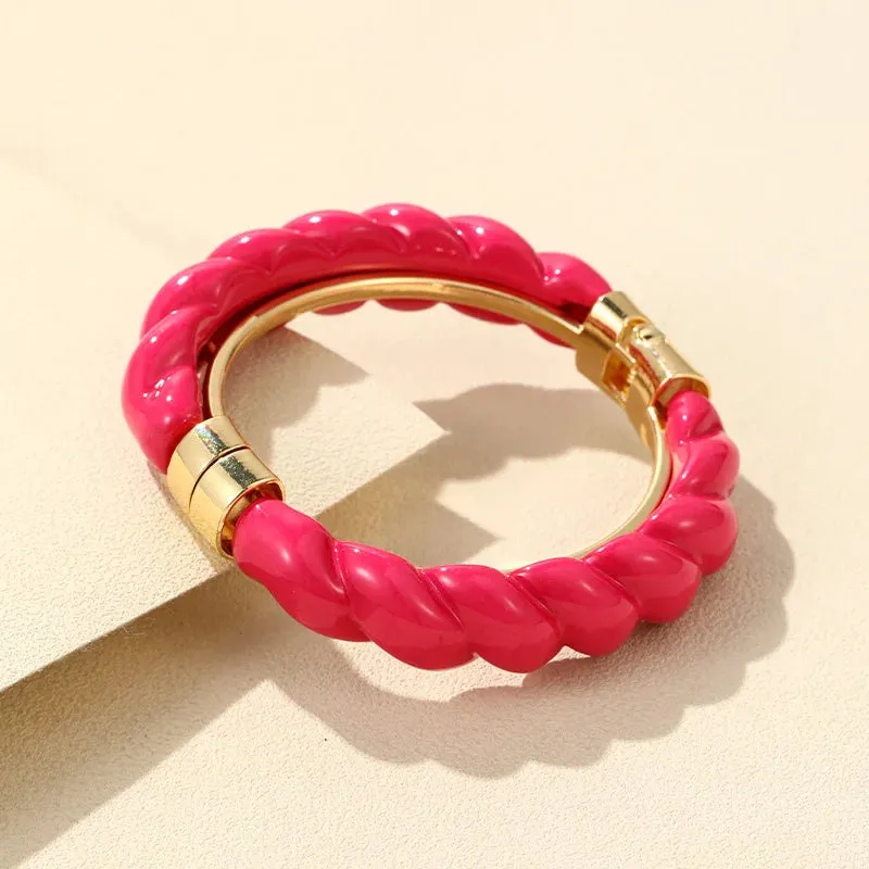Colorful Open Bracelet Adjustable Women Retro Charm Resin Bangle Bracelet Banquet Jewelry Hand Banquet Accessories