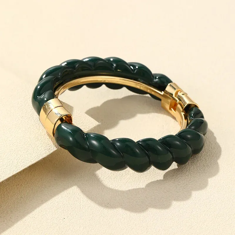 Colorful Open Bracelet Adjustable Women Retro Charm Resin Bangle Bracelet Banquet Jewelry Hand Banquet Accessories