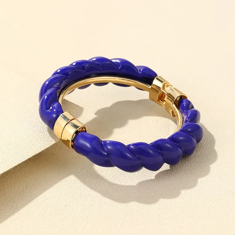 Colorful Open Bracelet Adjustable Women Retro Charm Resin Bangle Bracelet Banquet Jewelry Hand Banquet Accessories
