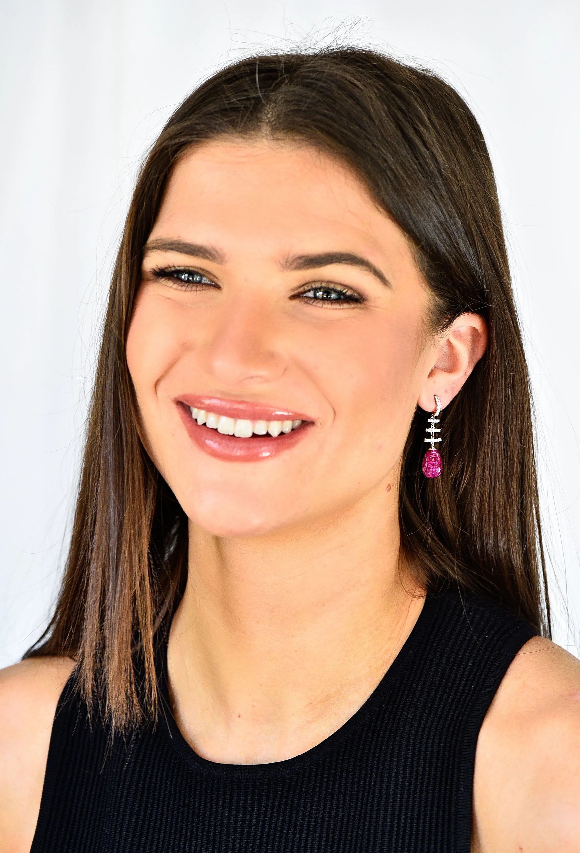 Contemporary 8.70 CTW Ruby Diamond Mystery Set Drop Earrings