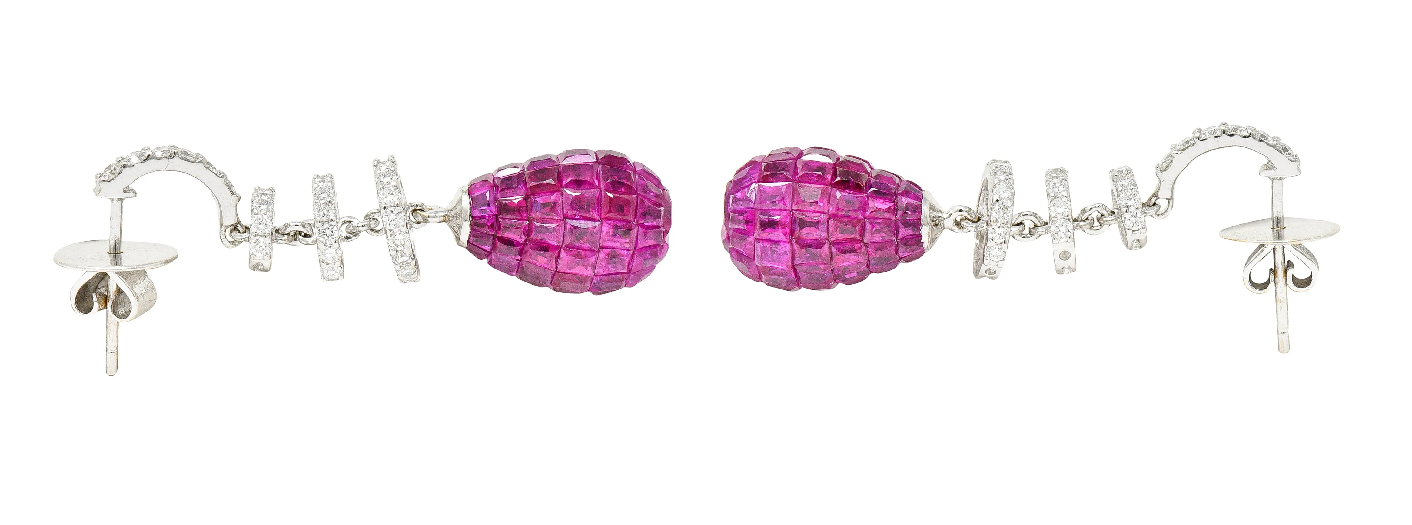 Contemporary 8.70 CTW Ruby Diamond Mystery Set Drop Earrings