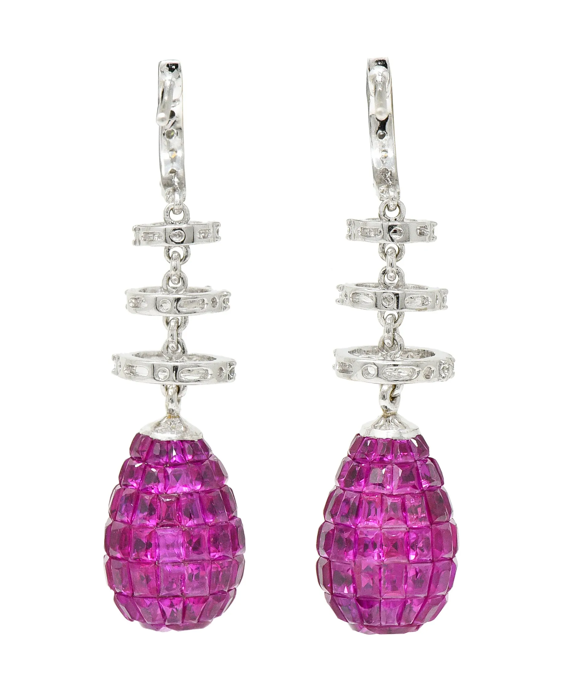 Contemporary 8.70 CTW Ruby Diamond Mystery Set Drop Earrings