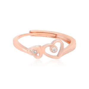 Contrast Paired Heart Rose Gold Plated Yellow Stone Rings