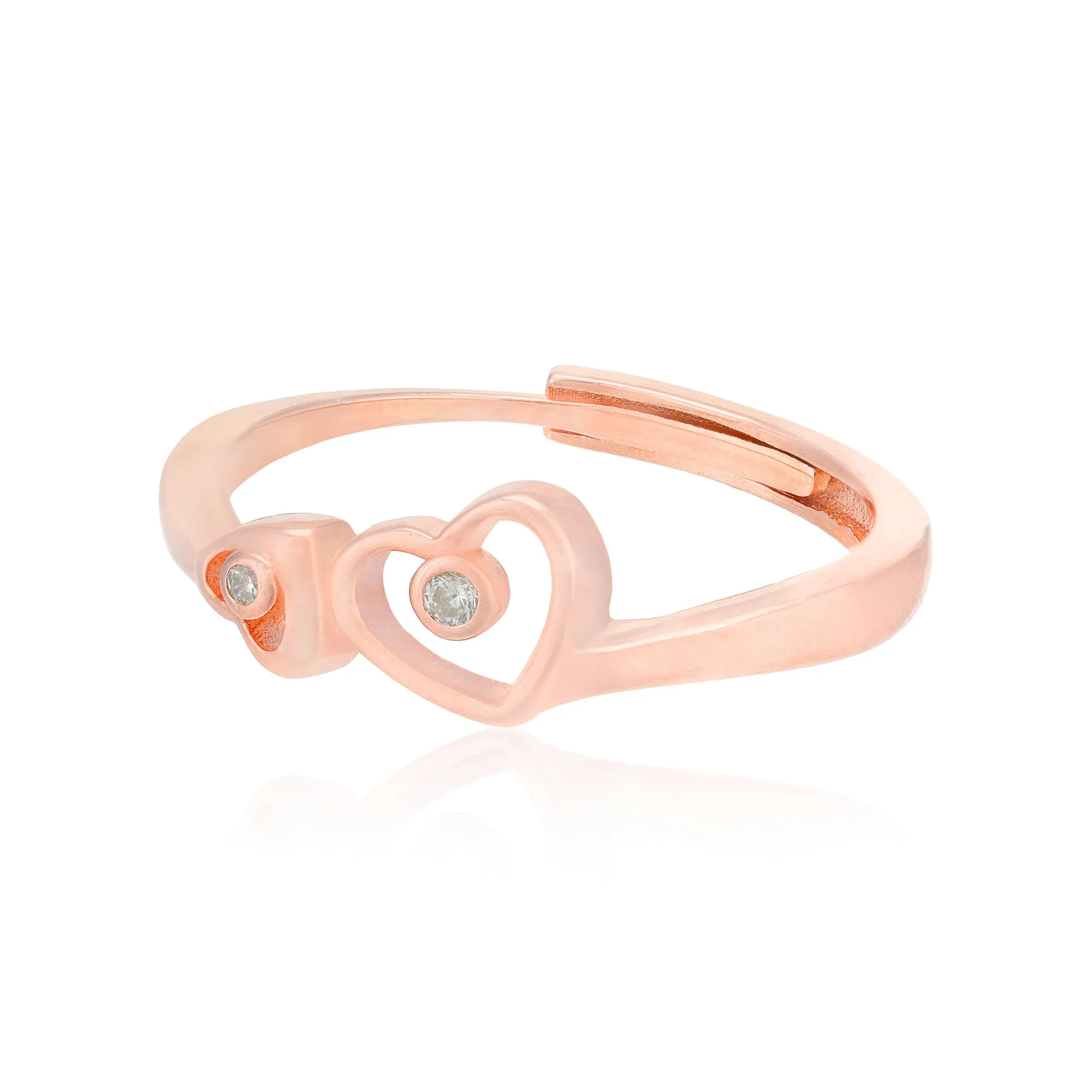 Contrast Paired Heart Rose Gold Plated Yellow Stone Rings