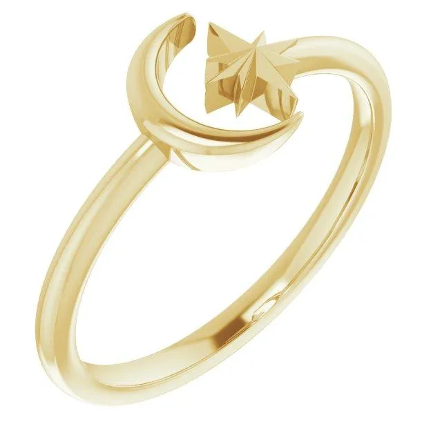 Crescent Moon & Star Ring