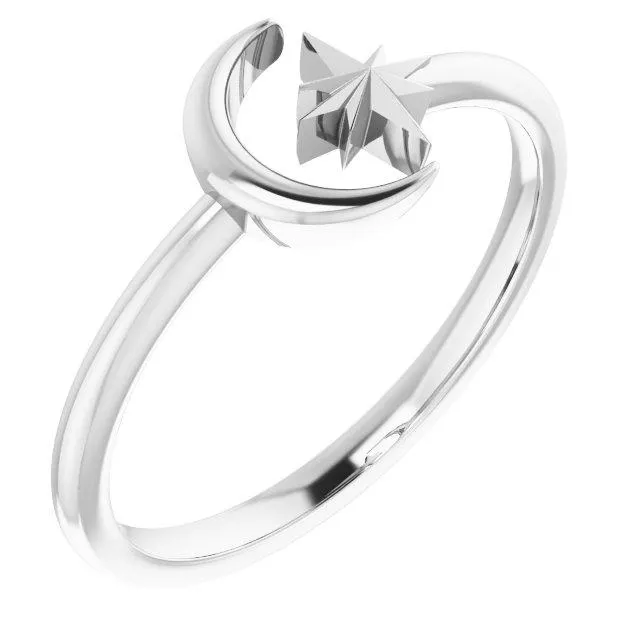 Crescent Moon & Star Ring