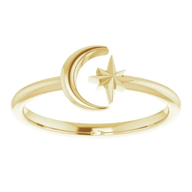Crescent Moon & Star Ring
