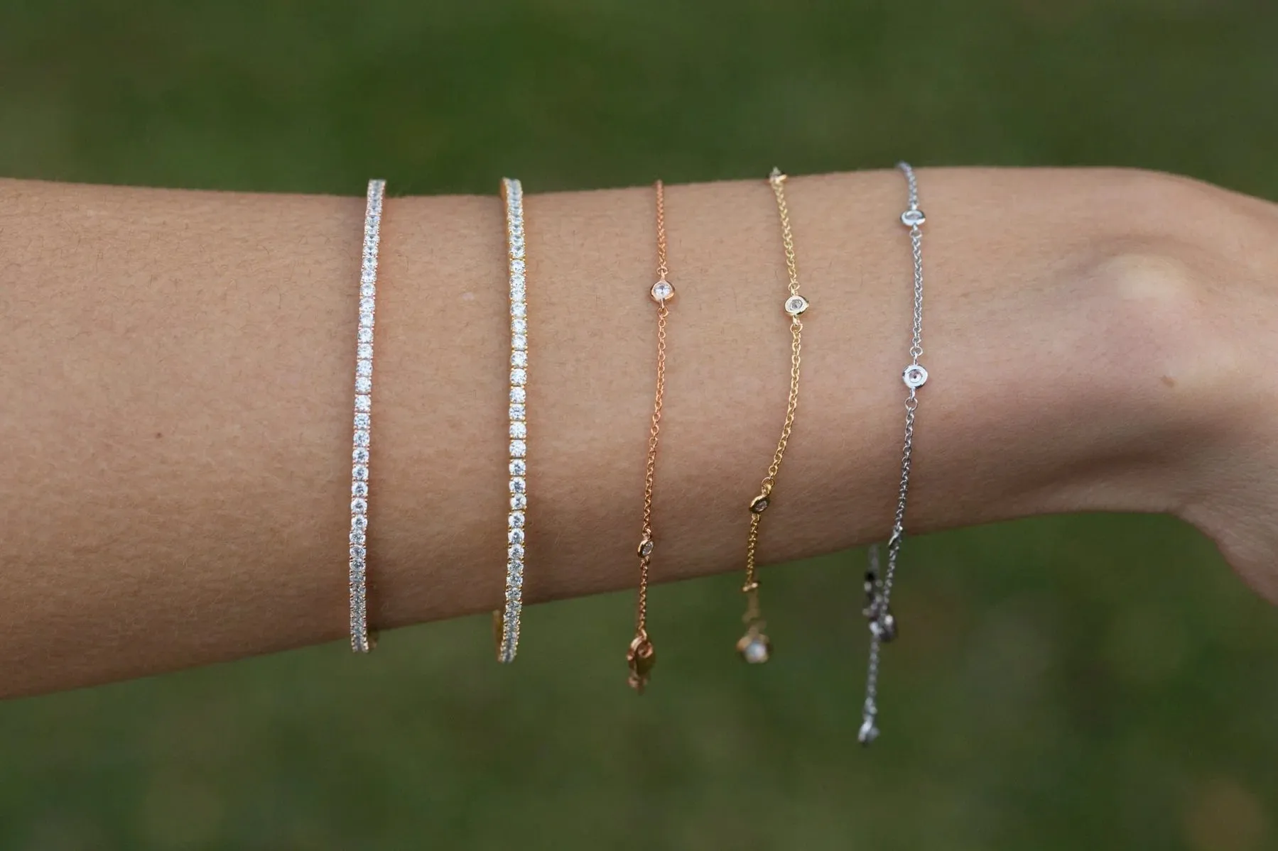 Crislu Bezel Set Station Bracelet 4mm Finished In Pure Platinum