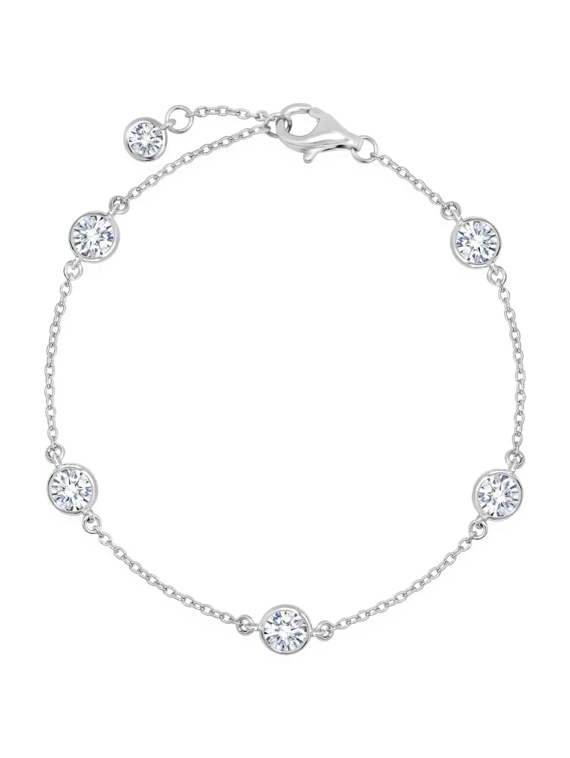 Crislu Bezel Set Station Bracelet 4mm Finished In Pure Platinum