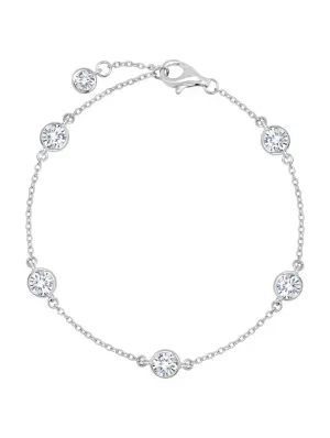 Crislu Bezel Set Station Bracelet 4mm Finished In Pure Platinum