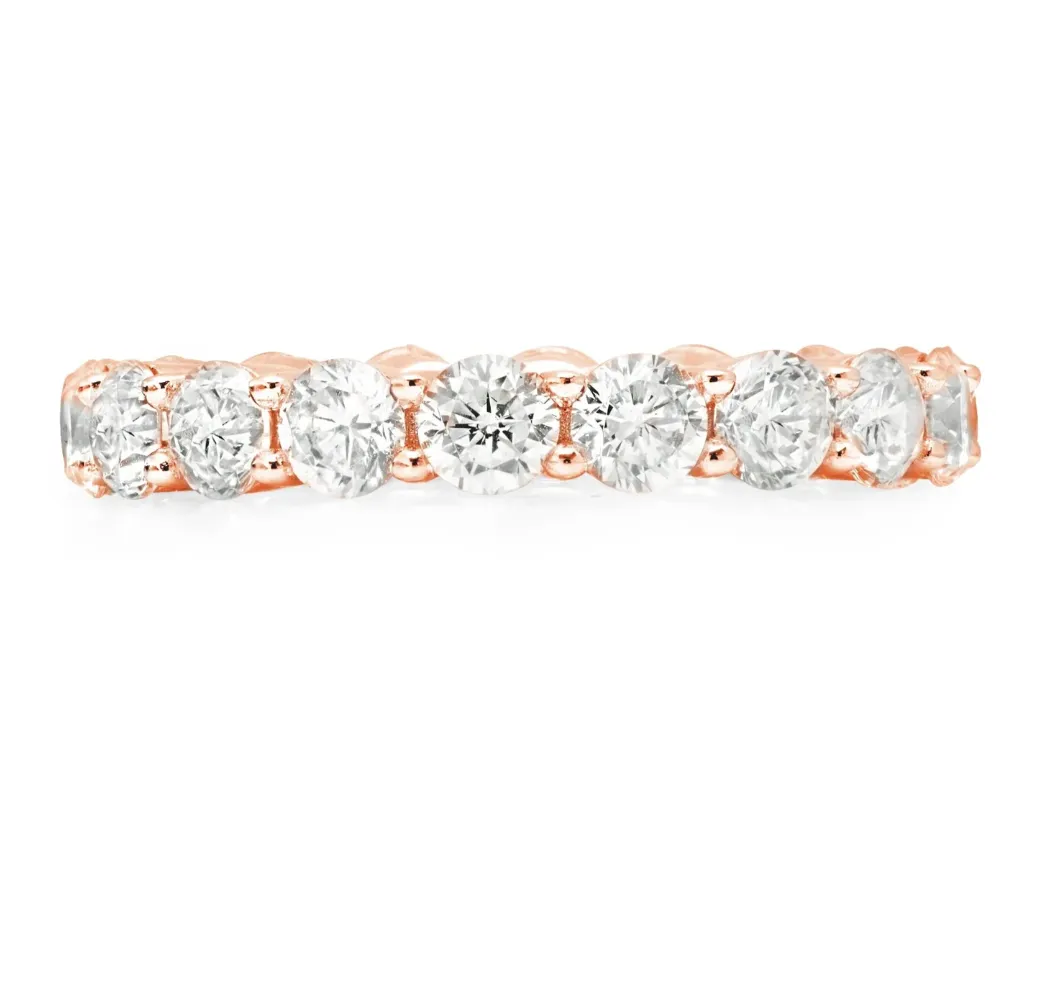 Crislu Brilliant Round Cut Eternity Band Finished in 18kt Rose Gold - 3.75 mm