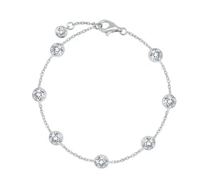 Crislu Large Bezel Station Anklet Finished in Pure Platinum