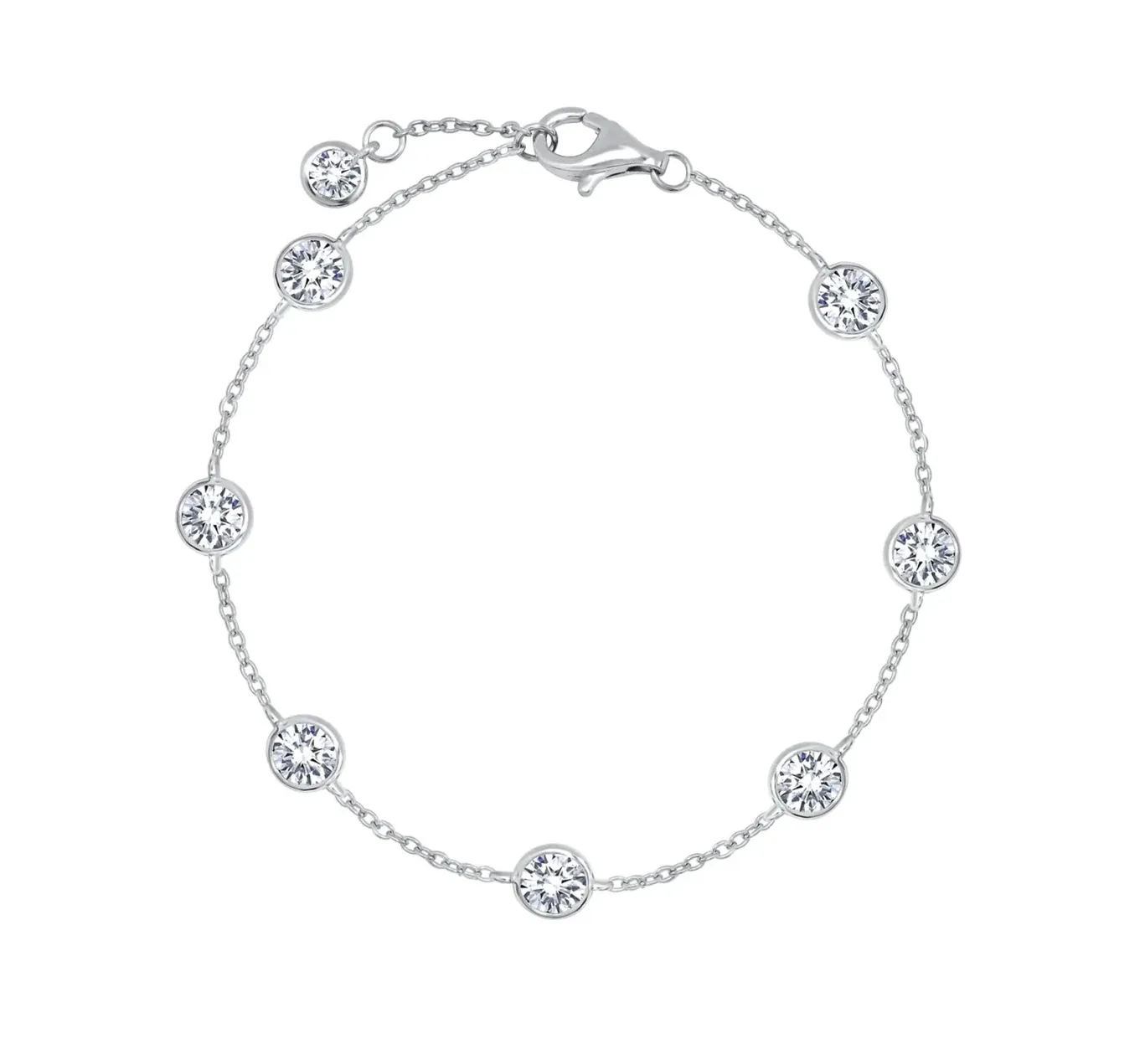 Crislu Large Bezel Station Anklet Finished in Pure Platinum