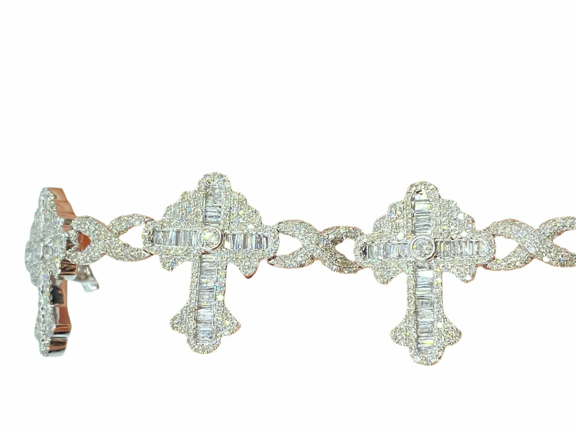 Cross Infinity 10K Gold wih 10CT Natural Diamonds 8" Bracelet - SBR31564