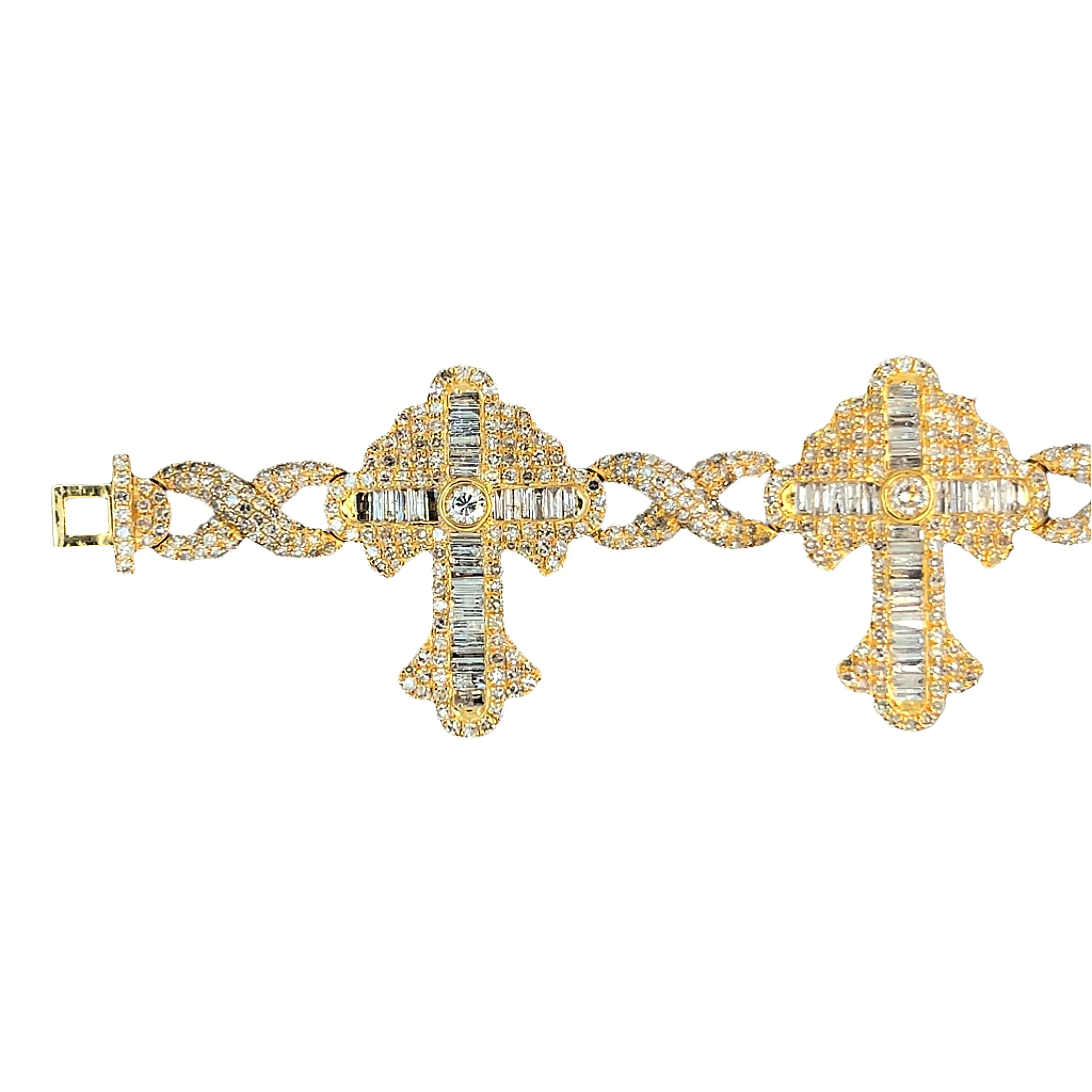 Cross Infinity 10K Gold wih 10CT Natural Diamonds 8" Bracelet - SBR31564