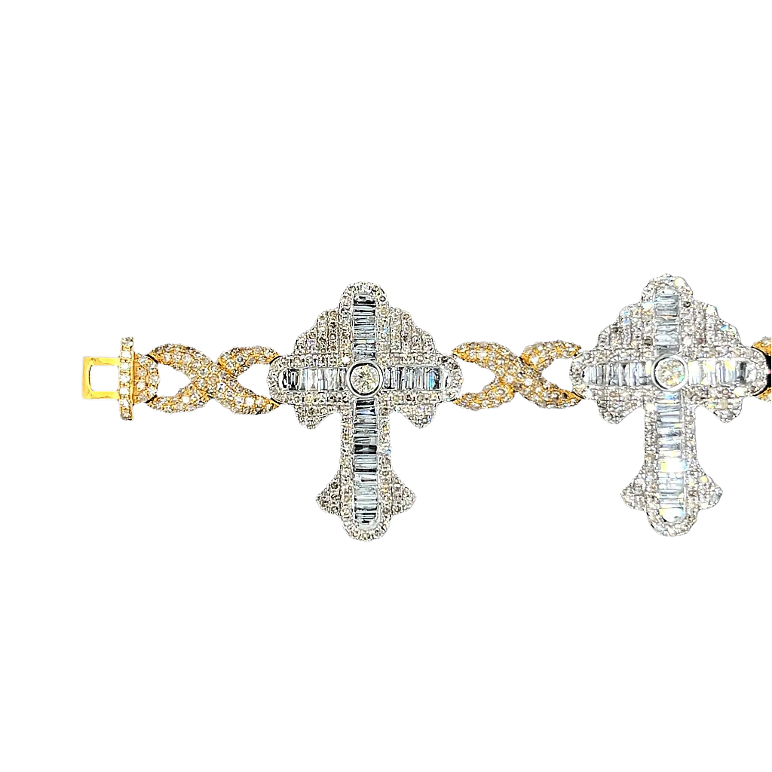 Cross Infinity 10K Gold wih 10CT Natural Diamonds 8" Bracelet - SBR31564