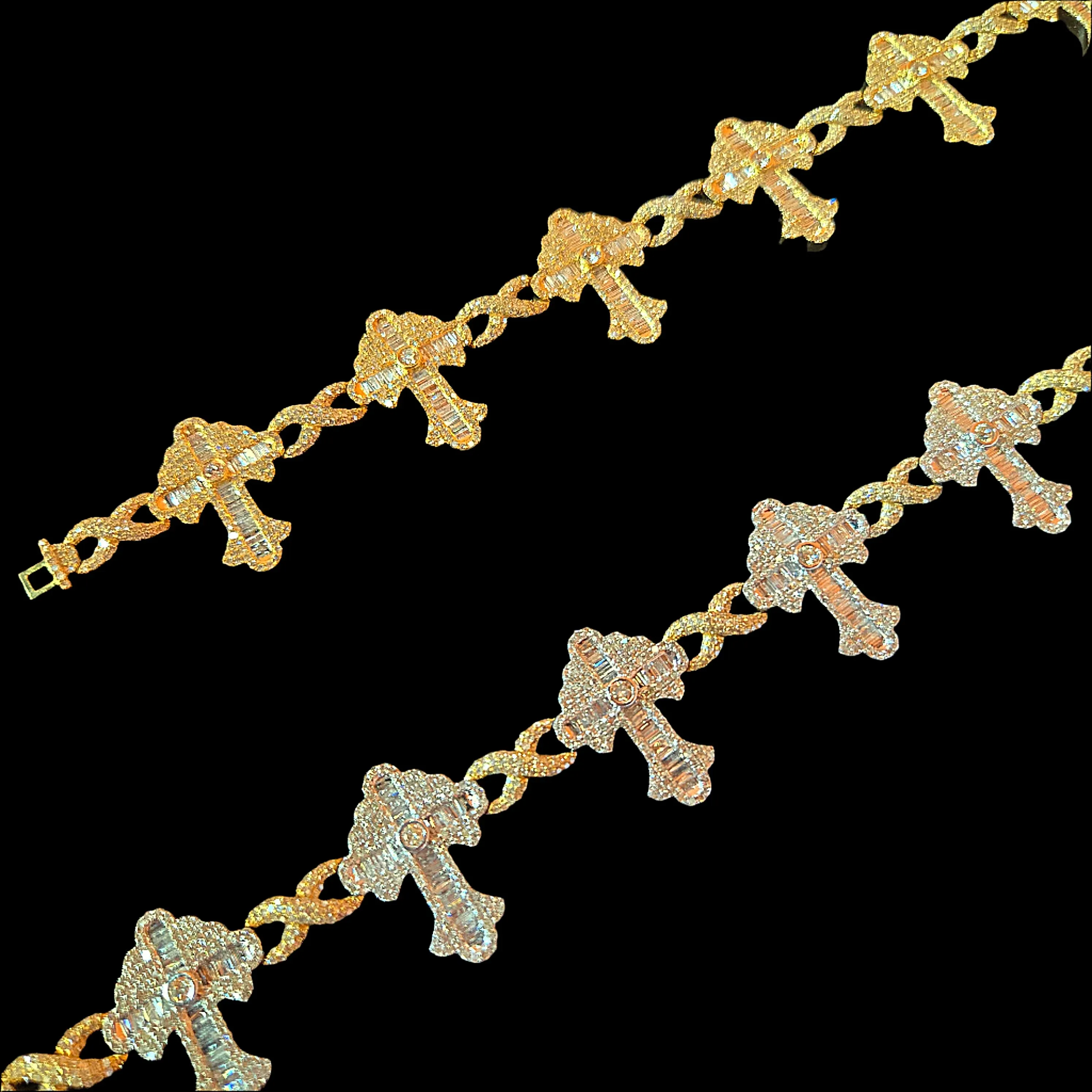 Cross Infinity 10K Gold wih 10CT Natural Diamonds 8" Bracelet - SBR31564