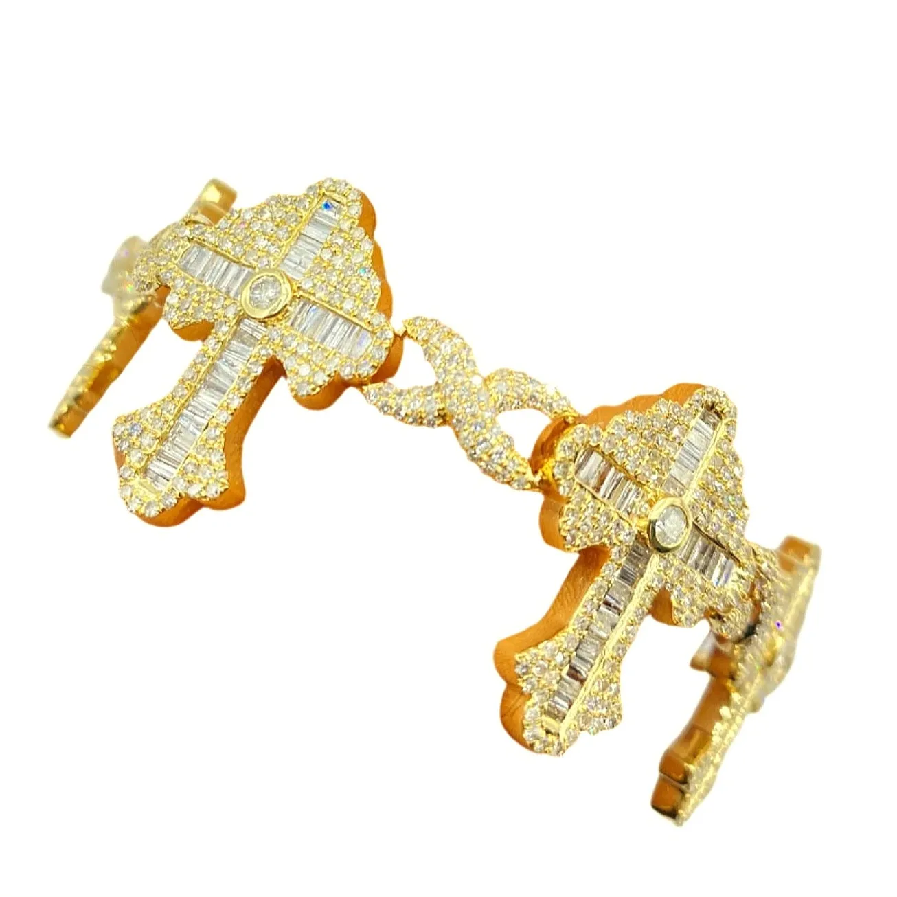 Cross Infinity 10K Gold wih 10CT Natural Diamonds 8" Bracelet - SBR31564