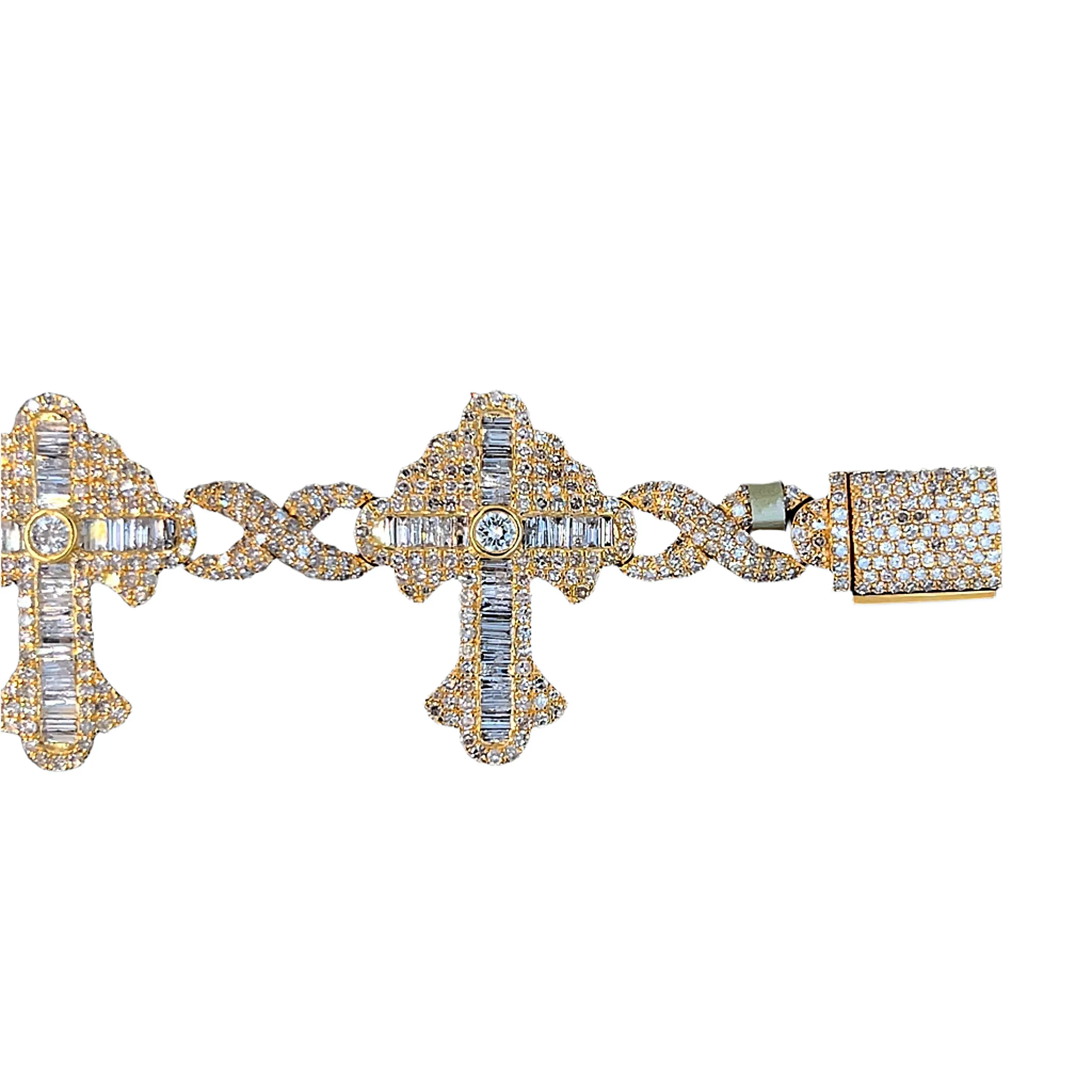 Cross Infinity 10K Gold wih 10CT Natural Diamonds 8" Bracelet - SBR31564