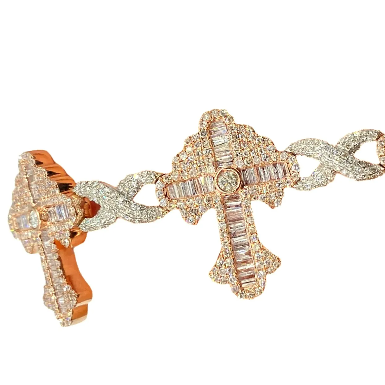 Cross Infinity 10K Gold wih 10CT Natural Diamonds 8" Bracelet - SBR31564