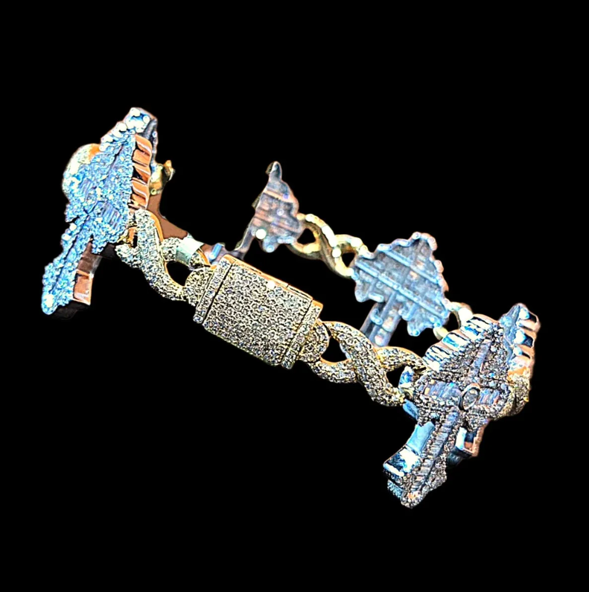 Cross Infinity 10K Gold wih 10CT Natural Diamonds 8" Bracelet - SBR31564