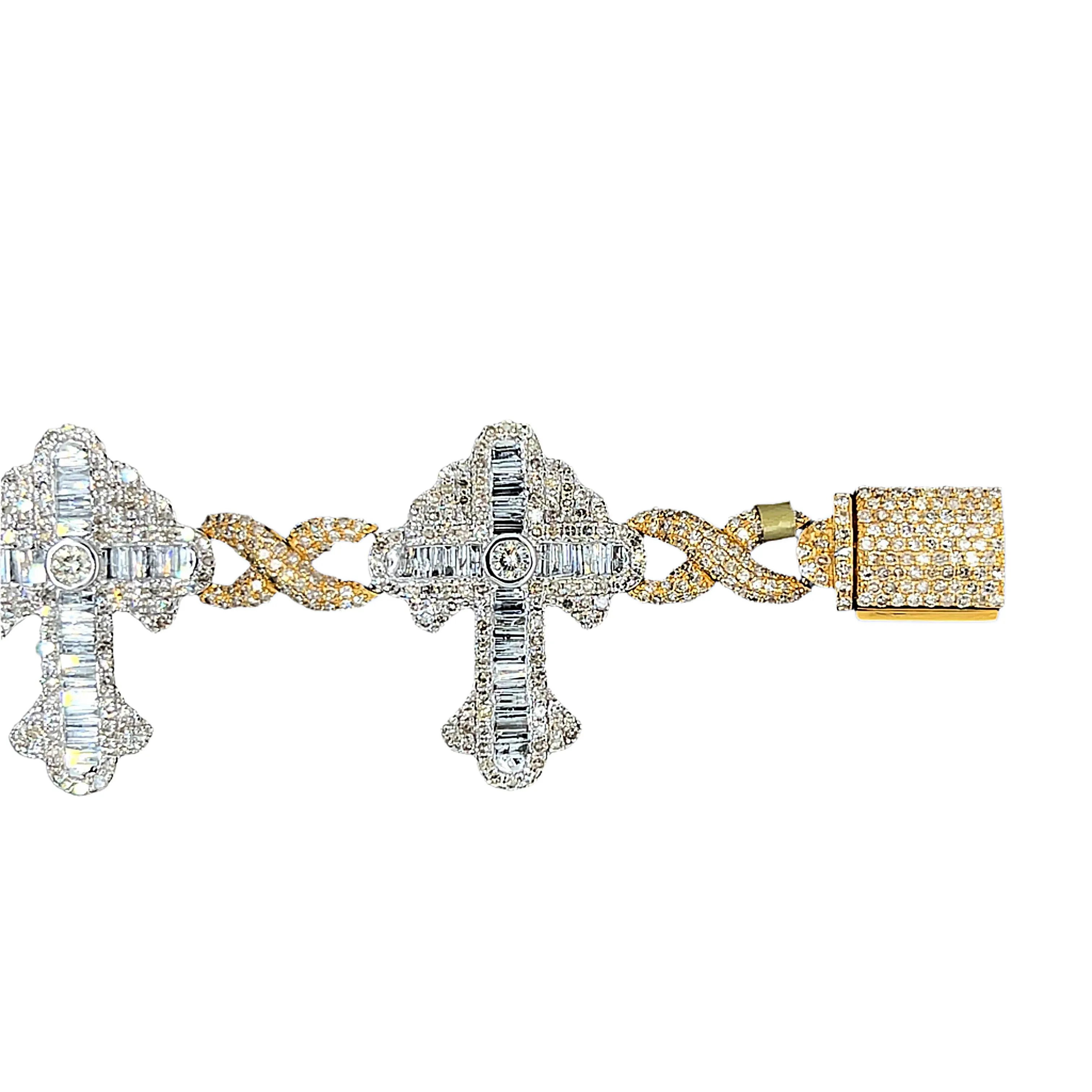 Cross Infinity 10K Gold wih 10CT Natural Diamonds 8" Bracelet - SBR31564