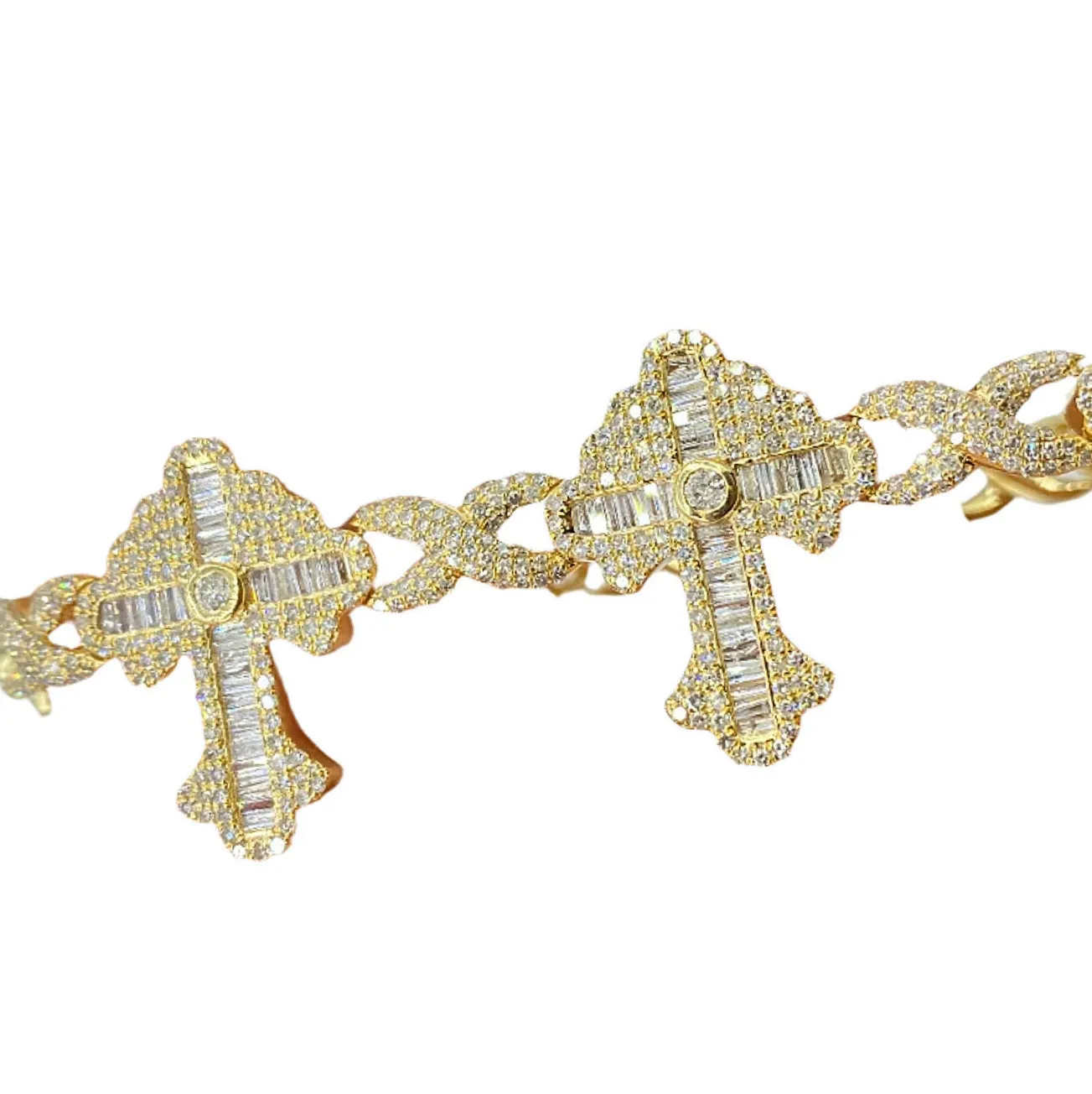 Cross Infinity 10K Gold wih 10CT Natural Diamonds 8" Bracelet - SBR31564