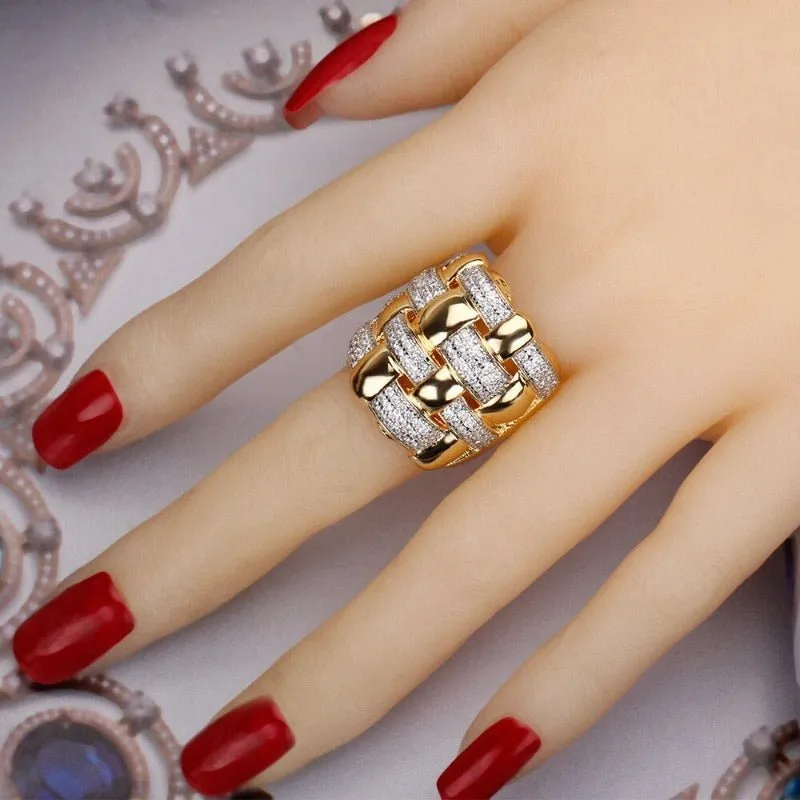 Cross Line Zircon Ring Women Anniverssary Bridal Jewelry