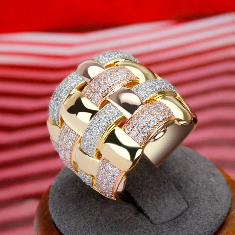 Cross Line Zircon Ring Women Anniverssary Bridal Jewelry