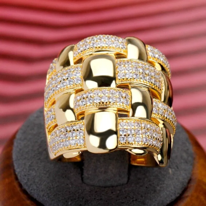 Cross Line Zircon Ring Women Anniverssary Bridal Jewelry
