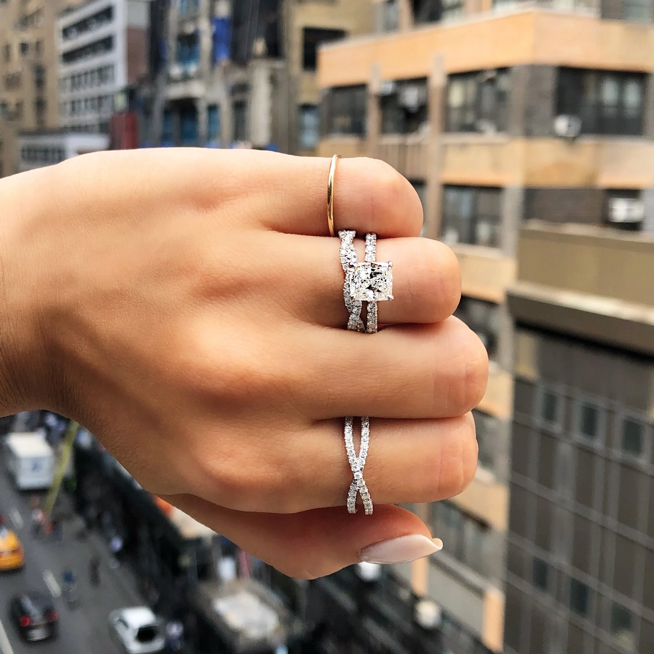Crossover Diamond Ring
