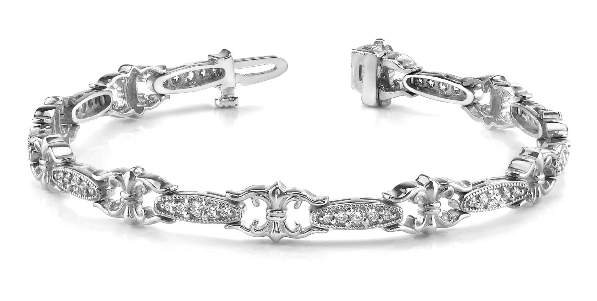 Crown Link Diamond Bracelet with 1.00 ct.(finished) 1.25mm, 1.5mm, 2.0mm