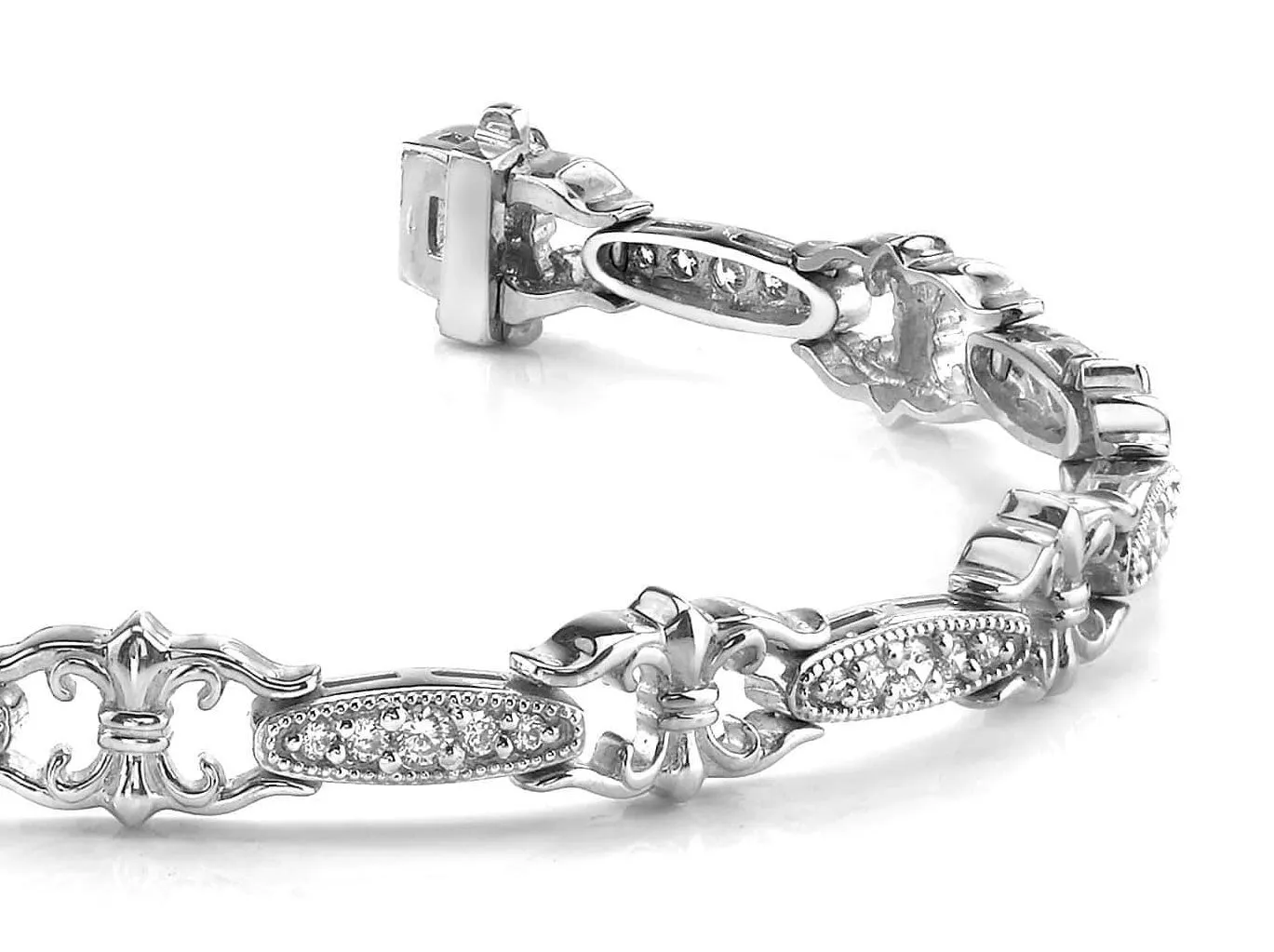 Crown Link Diamond Bracelet with 1.00 ct.(finished) 1.25mm, 1.5mm, 2.0mm