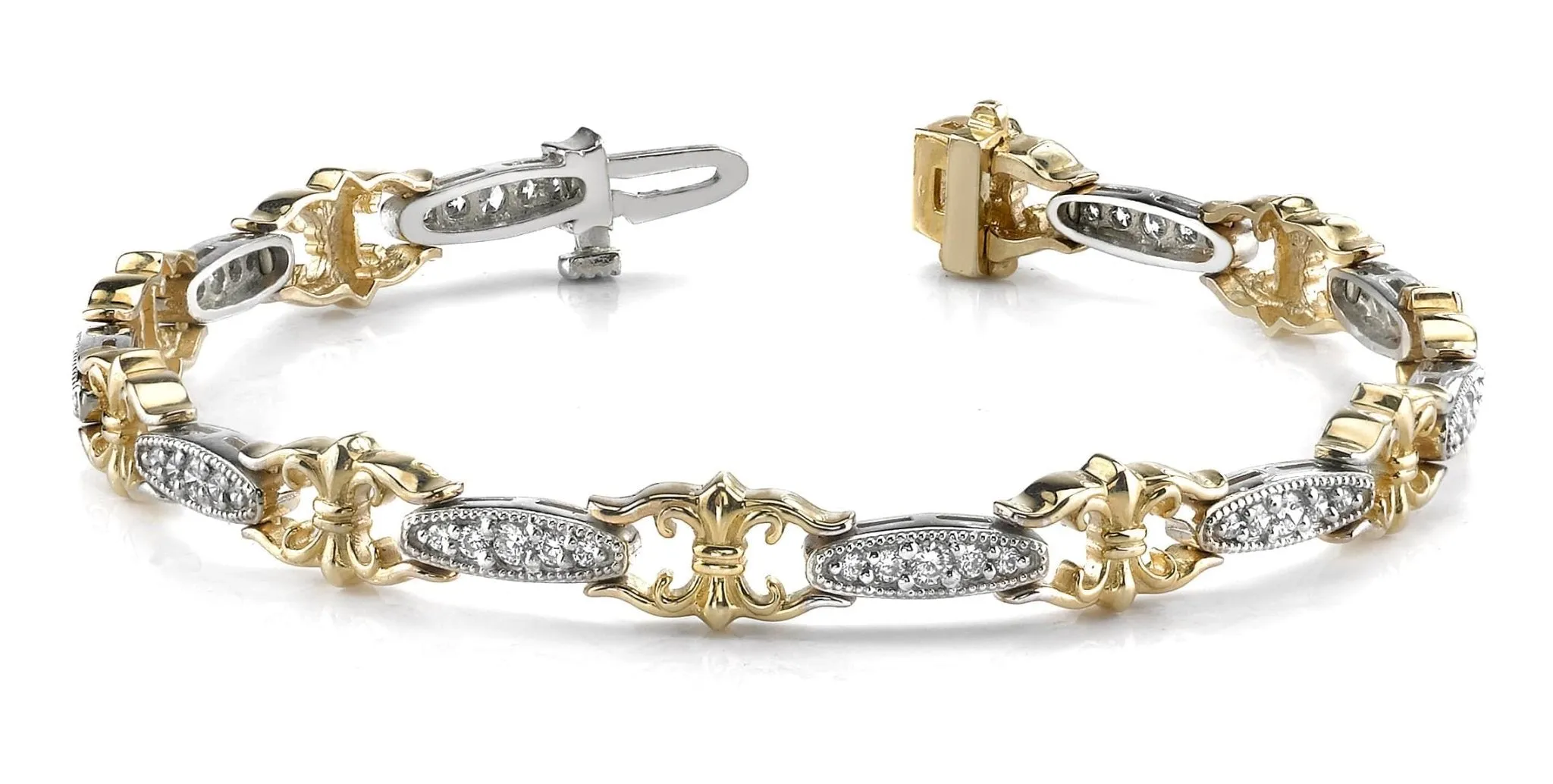 Crown Link Diamond Bracelet with 1.00 ct.(finished) 1.25mm, 1.5mm, 2.0mm