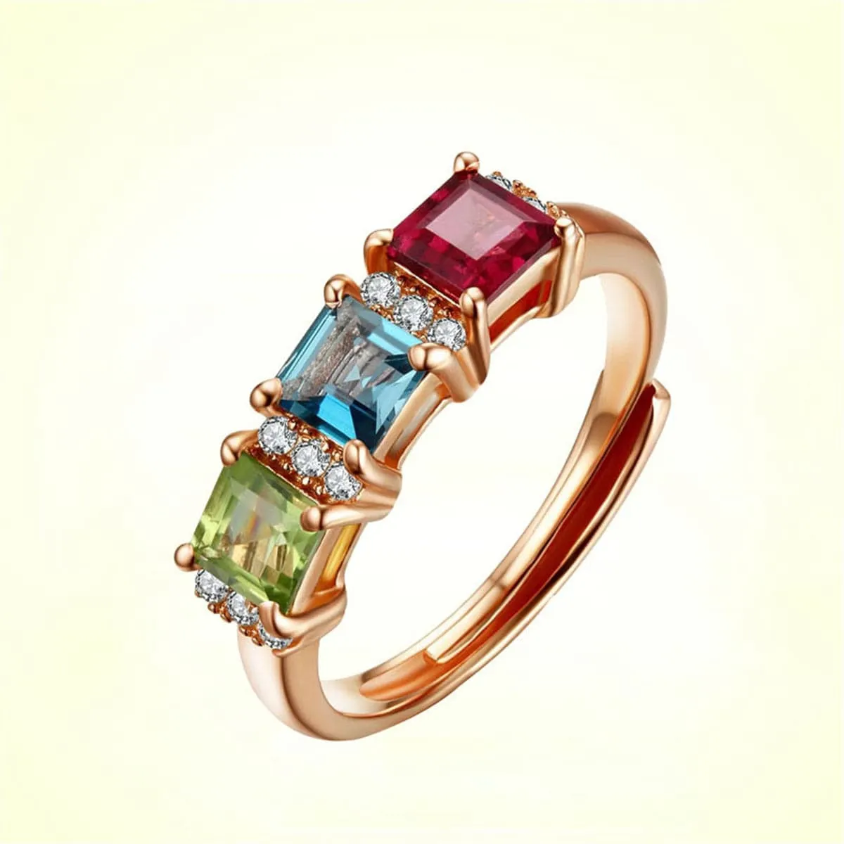 Cubic Zirconia & Crystal Trio Adjustable Ring
