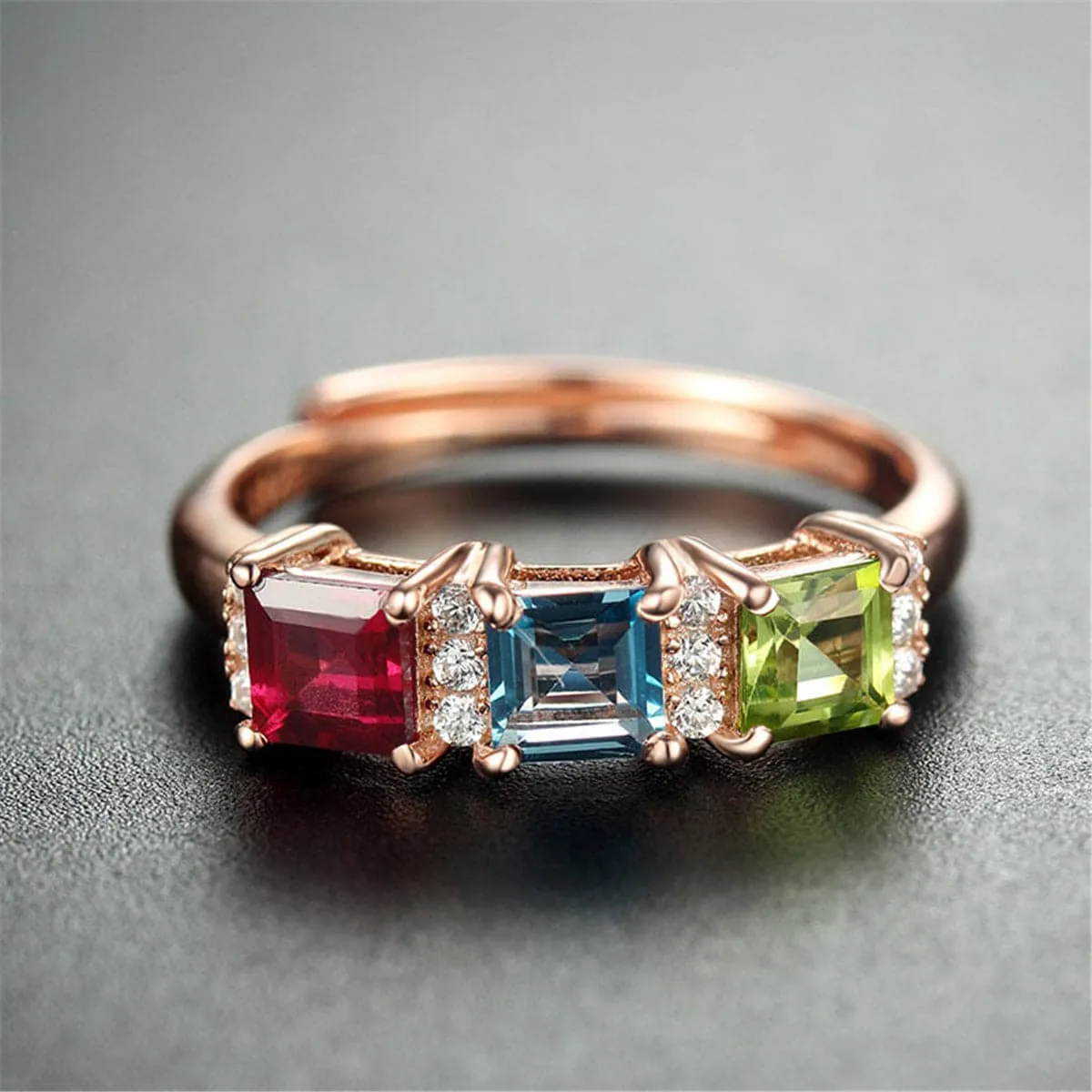 Cubic Zirconia & Crystal Trio Adjustable Ring